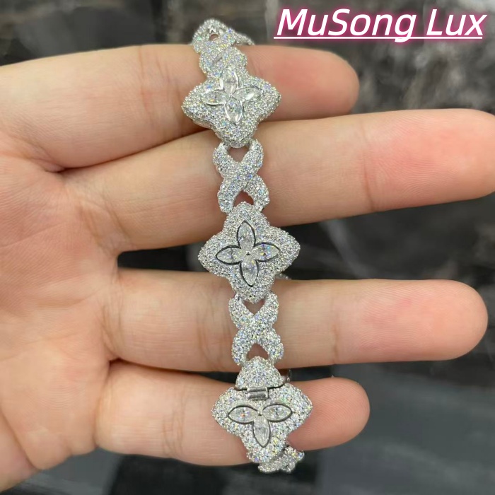 VVS Moissanite 925 Sterling Silver Miami Bracelet 9mm 8 inches White