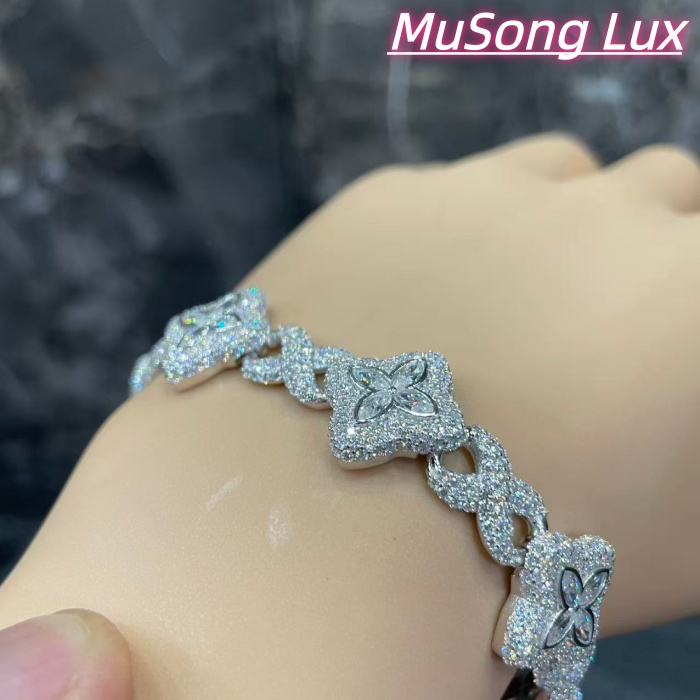 VVS Moissanite 925 Sterling Silver Miami Bracelet 9mm 8 inches White