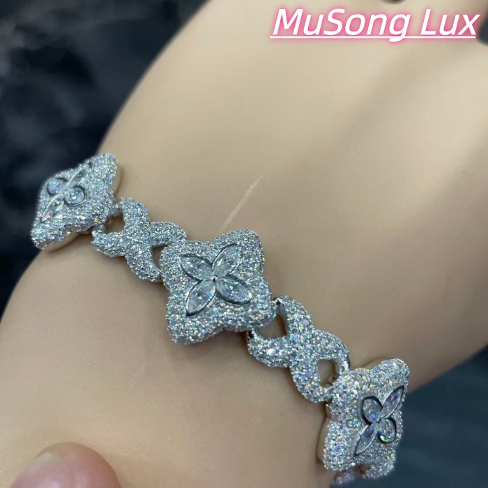 VVS Moissanite 925 Sterling Silver Miami Bracelet 9mm 8 inches White