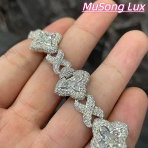 VVS Moissanite 925 Sterling Silver Miami Bracelet 9mm 8 inches White