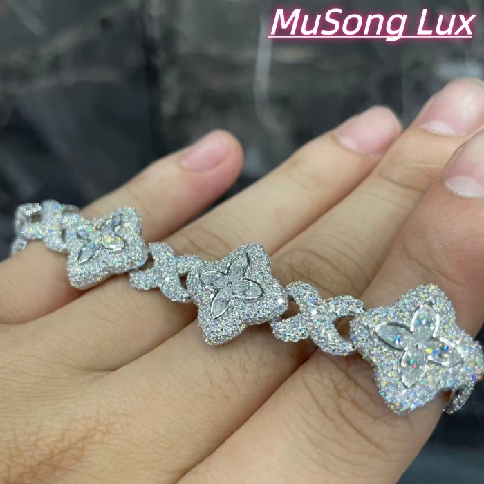 VVS Moissanite 925 Sterling Silver Miami Bracelet 9mm 8 inches White