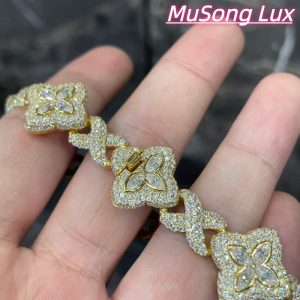 VVS Moissanite 925 Sterling Silver Miami Bracelet 9mm 8 inches gold