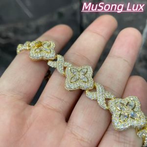VVS Moissanite 925 Sterling Silver Miami Bracelet 9mm 8 inches gold