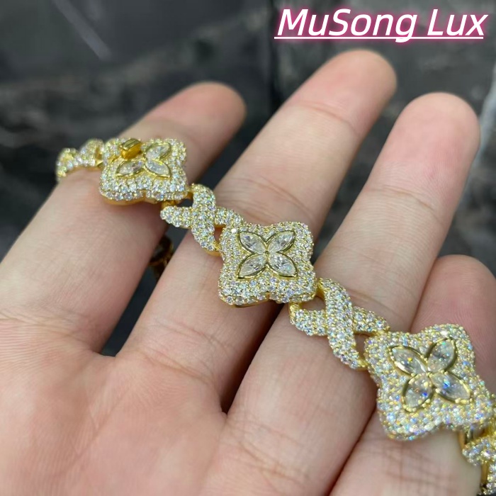 VVS Moissanite 925 Sterling Silver Miami Bracelet 9mm 8 inches gold