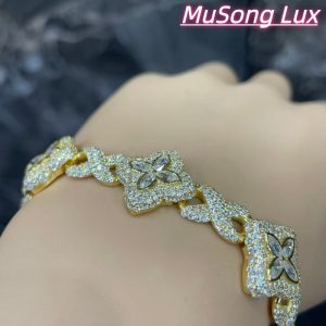 VVS Moissanite 925 Sterling Silver Miami Bracelet 9mm 8 inches gold