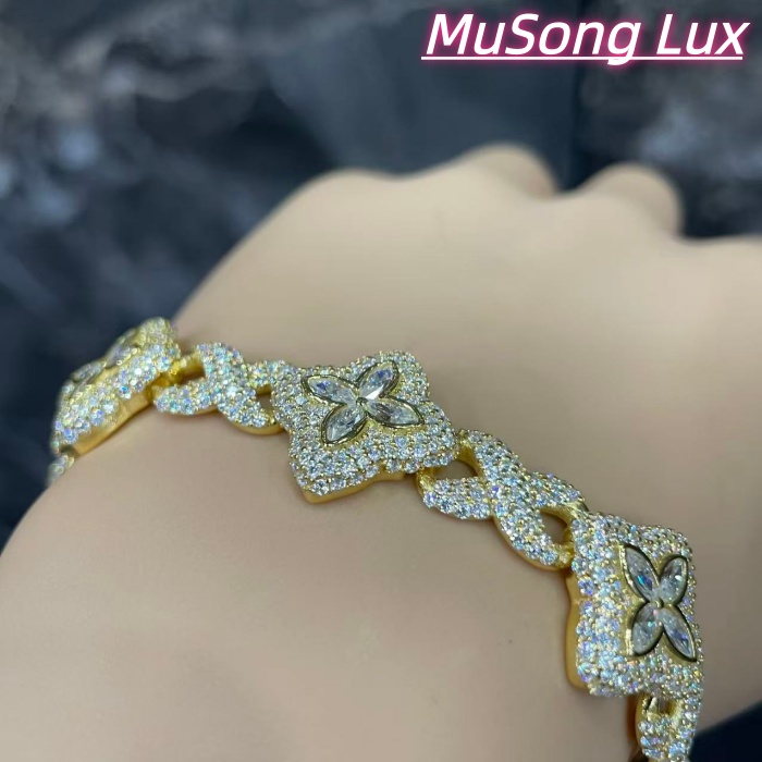 VVS Moissanite 925 Sterling Silver Miami Bracelet 9mm 8 inches gold
