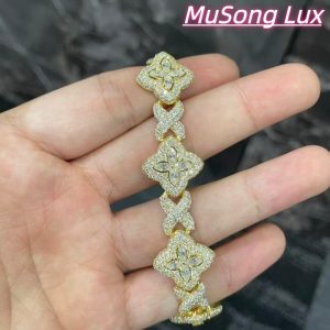 VVS Moissanite 925 Sterling Silver Miami Bracelet 9mm 8 inches gold