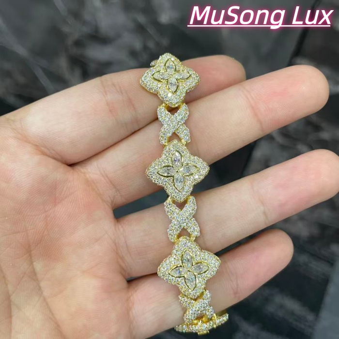 VVS Moissanite 925 Sterling Silver Miami Bracelet 9mm 8 inches gold