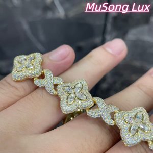 VVS Moissanite 925 Sterling Silver Miami Bracelet 9mm 8 inches gold