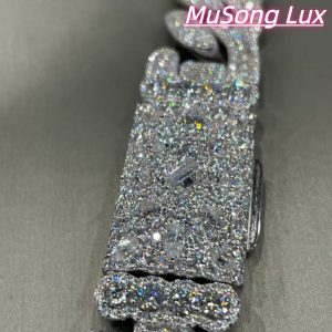 VVS Moissanite 925 Sterling Silver Miami Cuban Chain Mosaic Inlay 16mm 24-inch