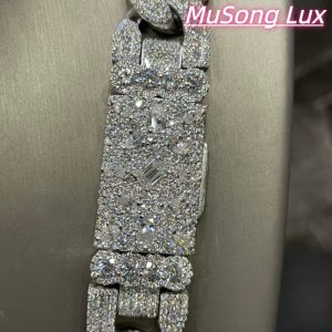 VVS Moissanite 925 Sterling Silver Miami Cuban Chain Mosaic Inlay 16mm 24-inch