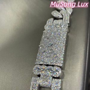 VVS Moissanite 925 Sterling Silver Miami Cuban Chain Mosaic Inlay 16mm 24-inch