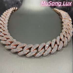 VVS Moissanite 925 Sterling Silver Miami Cuban Chain Mosaic Inlay 22mm (22 inches)