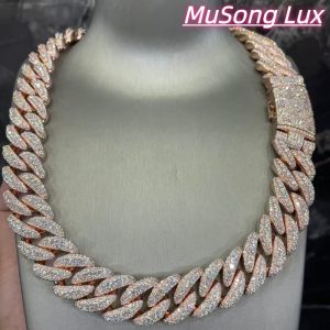 VVS Moissanite 925 Sterling Silver Miami Cuban Chain Mosaic Inlay 22mm (22 inches)