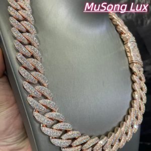 VVS Moissanite 925 Sterling Silver Miami Cuban Chain Mosaic Inlay 22mm (22 inches)