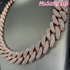 VVS Moissanite 925 Sterling Silver Miami Cuban Chain Mosaic Inlay 22mm (22 inches)
