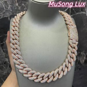 VVS Moissanite 925 Sterling Silver Miami Cuban Chain Mosaic Inlay 22mm (22 inches)