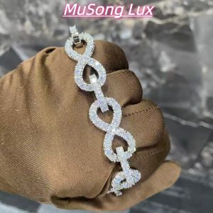 VVS Moissanite 925 Sterling Silver Bracelet, 16mm (8 inches), set with large diamonds.
