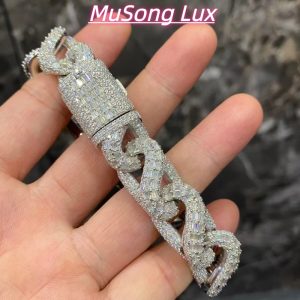 VVS Moissanite 925 Sterling Silver Bracelet 16mm 8inches White