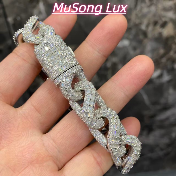 VVS Moissanite 925 Sterling Silver Bracelet 16mm 8inches White