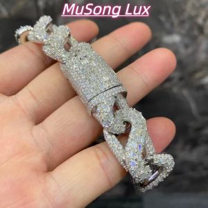 VVS Moissanite 925 Sterling Silver Bracelet 16mm 8inches White