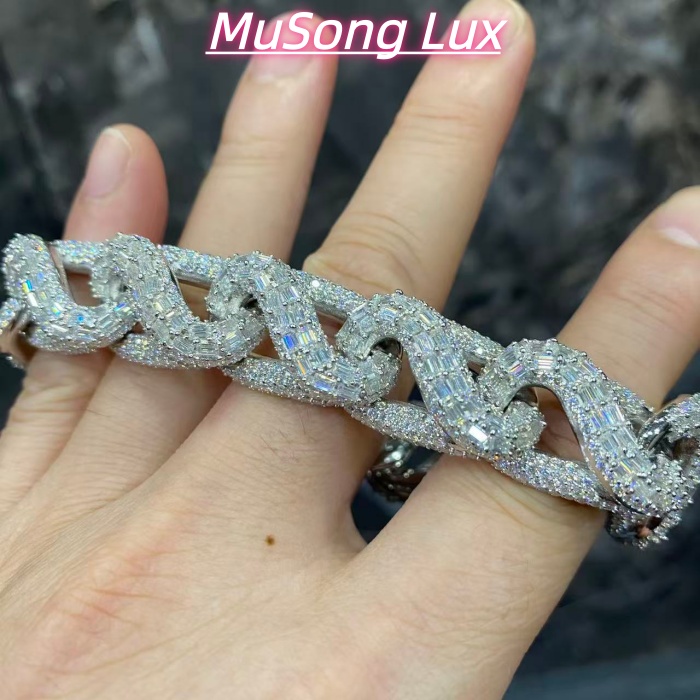VVS Moissanite 925 Sterling Silver Bracelet 16mm 8inches White