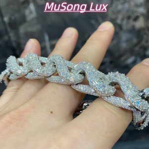 VVS Moissanite 925 Sterling Silver Bracelet 16mm 8inches White