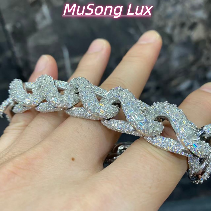 VVS Moissanite 925 Sterling Silver Bracelet 16mm 8inches White