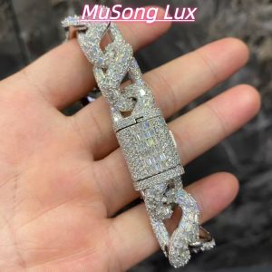 VVS Moissanite 925 Sterling Silver Bracelet 16mm 8inches White