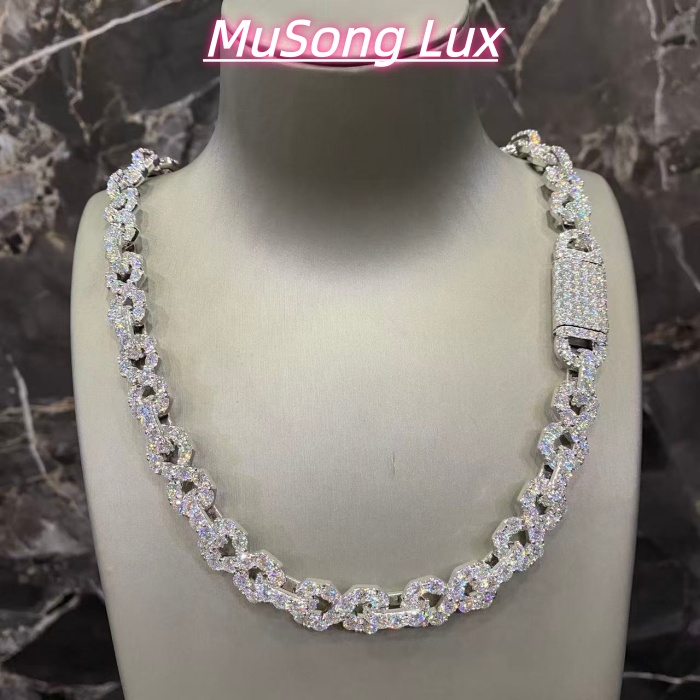 VVS Moissanite 925 Sterling Silver Bracelet with a large diamond 16mm 23inches