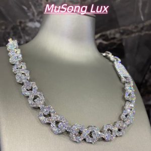 VVS Moissanite 925 Sterling Silver Bracelet with a large diamond 16mm 23inches