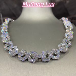 VVS Moissanite 925 Sterling Silver Bracelet with a large diamond 16mm 23inches