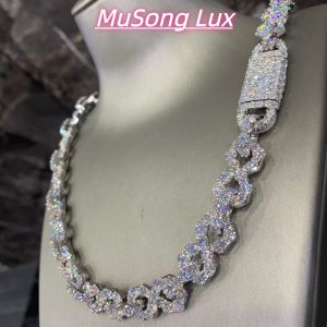 VVS Moissanite 925 Sterling Silver Bracelet with a large diamond 16mm 23inches