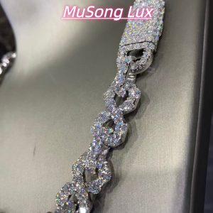 VVS Moissanite 925 Sterling Silver Bracelet with a large diamond 16mm 23inches