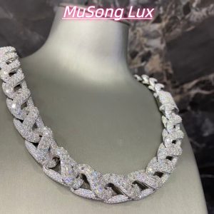 VVS Moissanite 925 Sterling Silver Miami Cuban Chain 17MM 23inches White