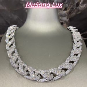 VVS Moissanite 925 Sterling Silver Miami Cuban Chain 17MM 23inches White
