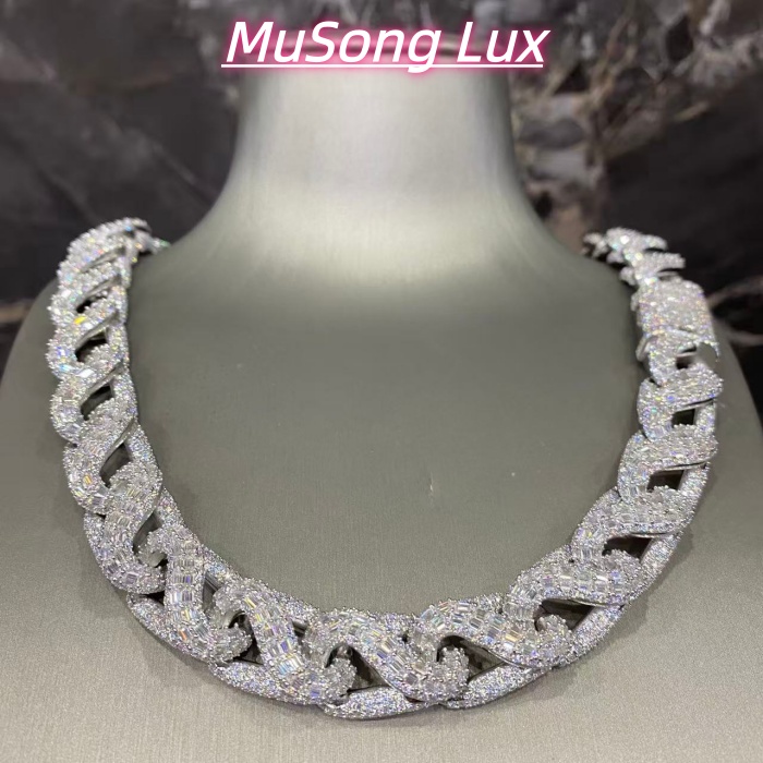 VVS Moissanite 925 Sterling Silver Miami Cuban Chain 17MM 23inches White