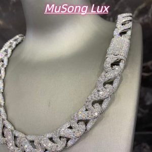 VVS Moissanite 925 Sterling Silver Miami Cuban Chain 17MM 23inches White