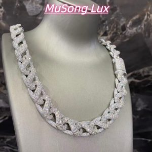 VVS Moissanite 925 Sterling Silver Miami Cuban Chain 17MM 23inches White