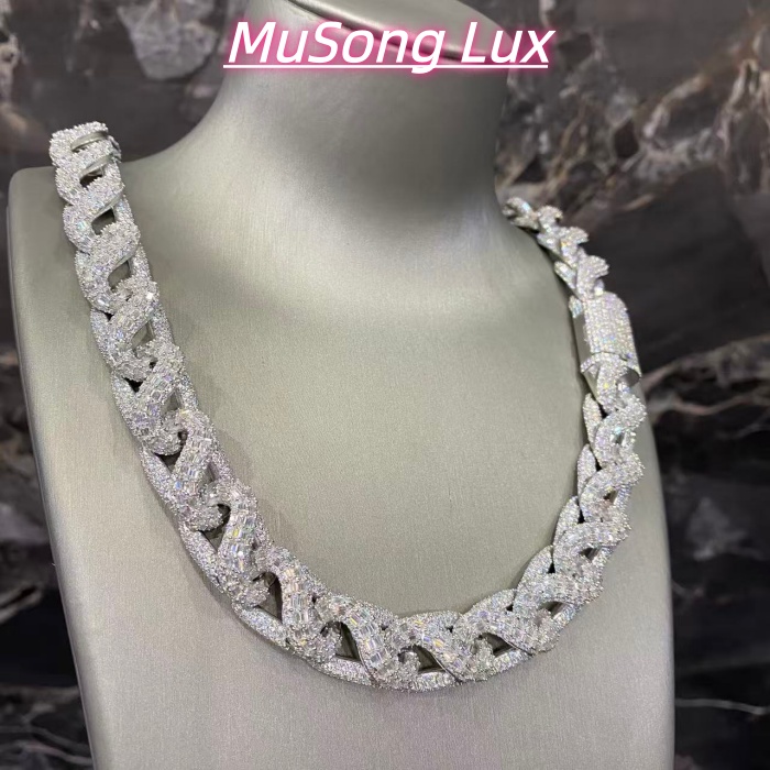 VVS Moissanite 925 Sterling Silver Miami Cuban Chain 17MM 23inches White