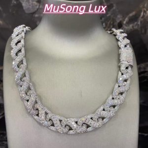 VVS Moissanite 925 Sterling Silver Miami Cuban Chain 17MM 23inches White