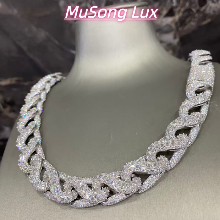 VVS Moissanite 925 Sterling Silver Miami Cuban Chain 17MM 23inches White