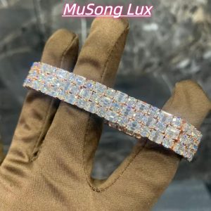 VVS Moissanite 925 Sterling Silver Tennis Chain 7mm 7 Inch Rose Gold