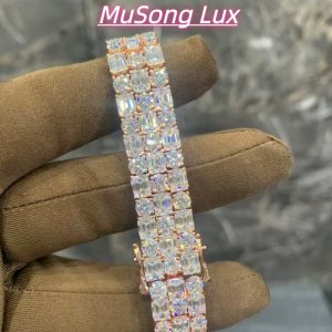 VVS Moissanite 925 Sterling Silver Tennis Chain 7mm 7 Inch Rose Gold