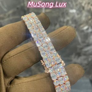 VVS Moissanite 925 Sterling Silver Tennis Chain 7mm 7 Inch Rose Gold