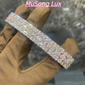 VVS Moissanite 925 Sterling Silver Tennis Chain 7mm 7 Inch Rose Gold