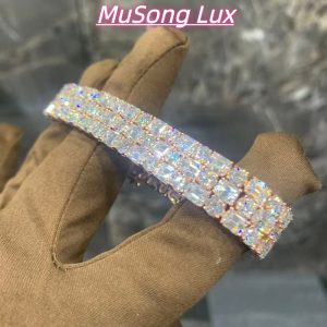VVS Moissanite 925 Sterling Silver Tennis Chain 7mm 7 Inch Rose Gold