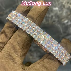VVS Moissanite 925 Sterling Silver Tennis Chain 7mm 7 Inch Rose Gold