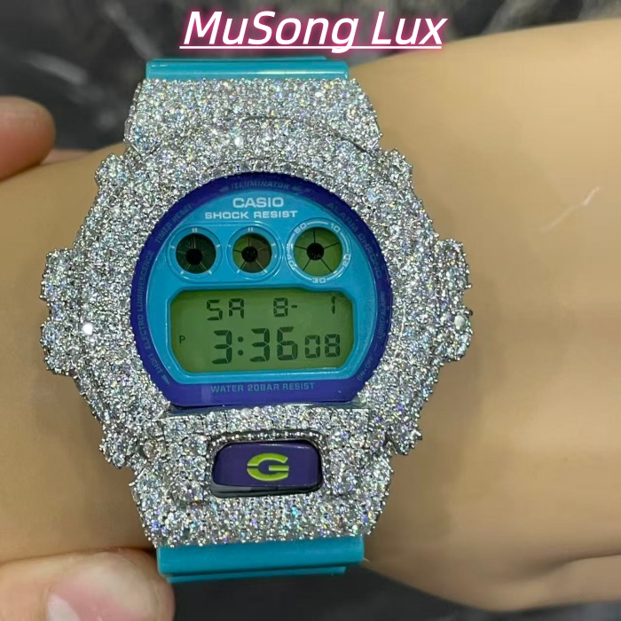 VVS Moissanite Casio G-SHOCK GM-6900 (Blue)