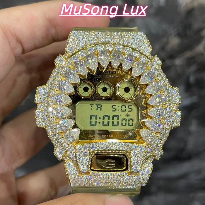 VVS Moissanite Casio G-SHOCK GM-6900 Gold